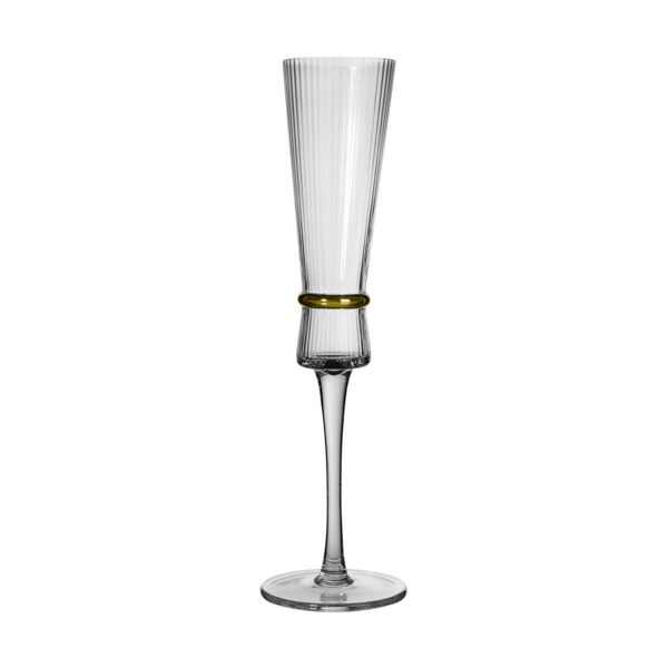 Luxury origami style ribbed wine glasses Lead-free crystal glass with striped champagne glasses